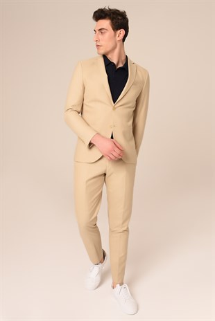 Açık Bej Renk Takım Elbise,Spor Slim Fit | Agustini