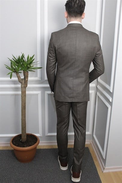 Açık Kahverengi Yelekli Takım Elbise | Agustini