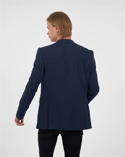 Açık Lacivert Blazer Tek Ceket Mono Yaka Slim Fit | Agustini