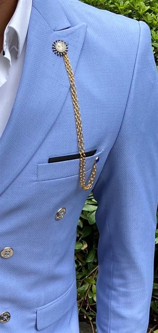 Bebe Mavi, Kruvaze Takım Elbise Sivri Yaka | Agustini