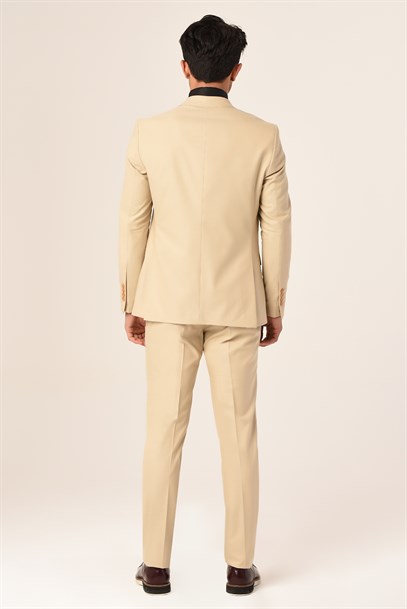 Bej  Renk  Erkek Takım Elbise Slim Fit | Agustini