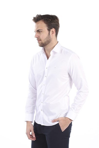 Beyaz Slim Fit Gömlek | Agustini