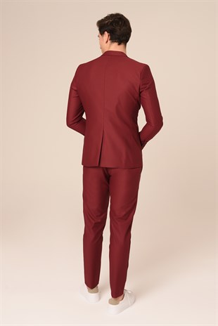 Bordo Spor Takım Elbise Jogger Pantolonlu Slim Fit | Agustini