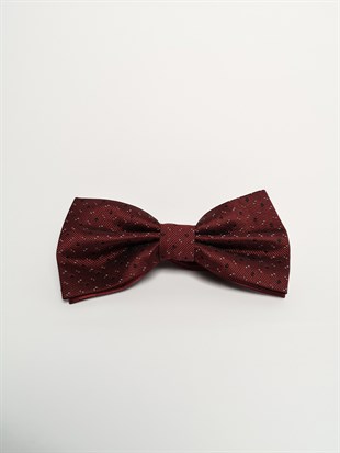 Bordo Kendinden Desenli Papyon Set | Agustini