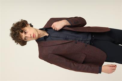 Bordo Renk Sivri Yaka Blazer Tek Ceket Slim Fit | Agustini