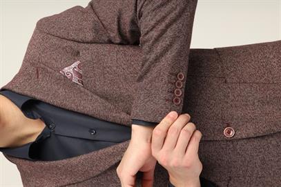 Bordo Renk Sivri Yaka Yarım Astar Torba Cep Blazer Tek Ceket Slim Fit | Agustini