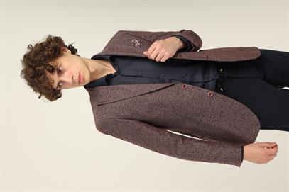 Bordo Renk Sivri Yaka Yarım Astar Torba Cep Blazer Tek Ceket Slim Fit | Agustini