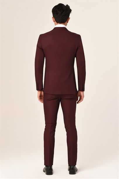 Bordo Yelekli Yeni Nesil Takım Elbise Slim Fit | Agustini