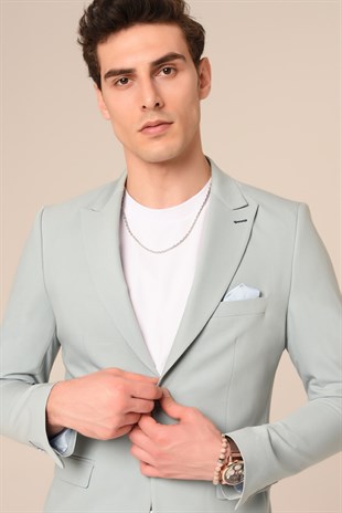 Buz Mavi Kombin Takım Elbise,Chino Pantolonlu Spor Slim Fit | Agustini