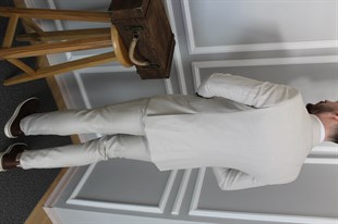 Ekru Renk Yelekli Takım Elbise Slim Fit | Agustini