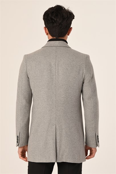 Erkek Açık Gri Kaşe Kaban Slim Fit | Agustini