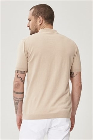 Erkek Bej Renk Polo Yaka  Regular T-shirt  | Agustini