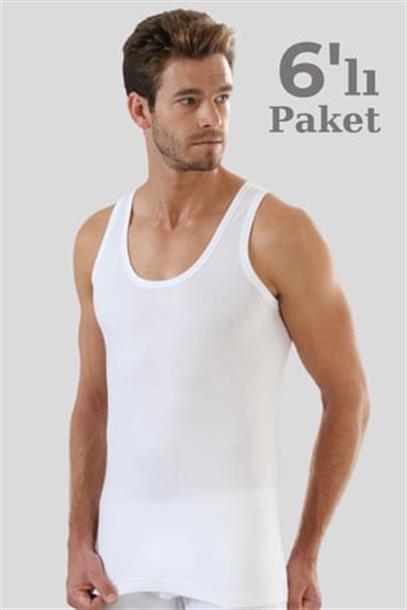 Erkek Beyaz 6Lı Paket Klasik Penye %100 Pamuklu Askılı Atlet Agustini Kalitesinde Ekonomik
