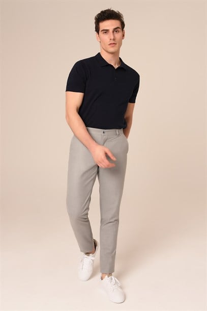 Erkek Chino Açık Gri Pantolon Slim Fit | Agustini
