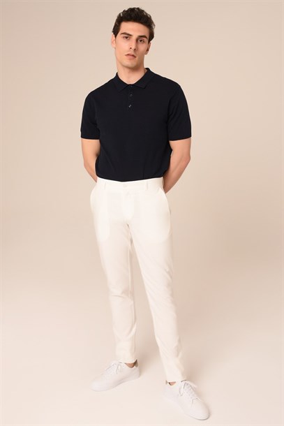 Erkek Chino Beyaz Pantolon Slim Fit | Agustini