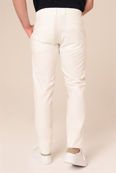 Erkek Chino Beyaz Pantolon Slim Fit | Agustini