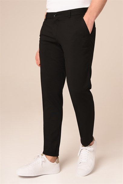 Erkek Chino Siyah Pantolon Slim Fit | Agustini