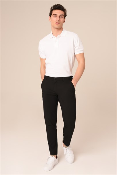 Erkek Chino Siyah Pantolon Slim Fit | Agustini