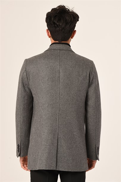 Erkek Gri Kaşe Kaban Slim Fit | Agustini
