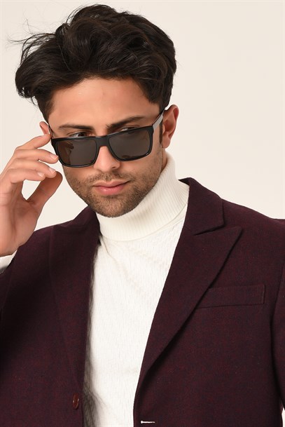 Erkek Mürdüm Renk Kaşe Kaban Slim Fit | Agustini