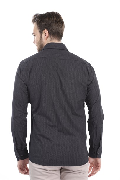 Erkek Siyah Slim Fit Gömlek | Agustini