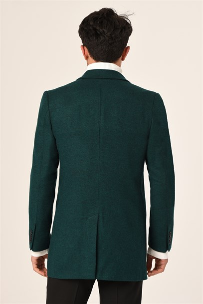 Erkek Yeşil Kaşe Kaban Slim Fit | Agustini