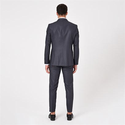 Füme Kruvaze Sivri Yaka Slim Fit Takım Elbise | Agustini