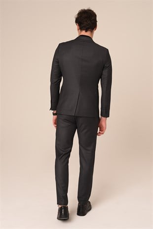 Füme Renk Çizgili Takım Elbise,Jogger Pantolonlu Slim Fit | Agustini