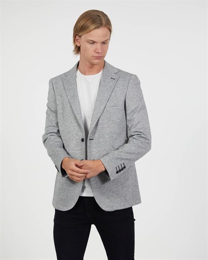 Gri Blazer Tek Ceket Mono Yaka Slim Fit | Agustini