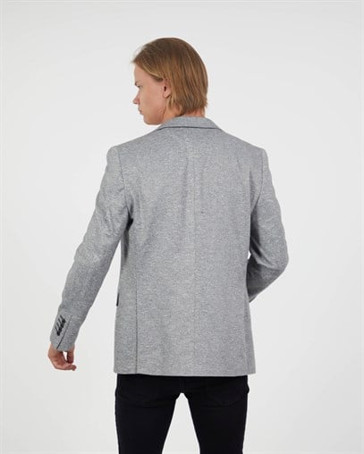 Gri Blazer Tek Ceket Mono Yaka Slim Fit | Agustini