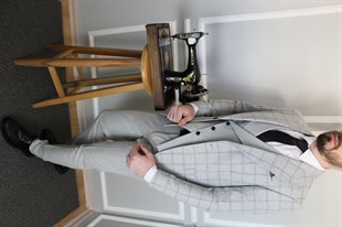 Gri Ekose Kombinli Yelekli Takım Elbise Slim Fit | Agustini