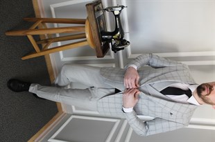 Gri Ekose Kombinli Yelekli Takım Elbise Slim Fit | Agustini