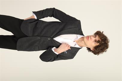 Gri Renk Mono Yaka İki Düğme Çift Yırtmaç Blazer Tek Ceket Slim Fit | Agustini