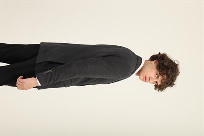 Gri Renk Mono Yaka İki Düğme Çift Yırtmaç Blazer Tek Ceket Slim Fit | Agustini