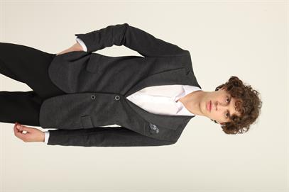 Gri Renk Mono Yaka İki Düğme Çift Yırtmaç Blazer Tek Ceket Slim Fit | Agustini