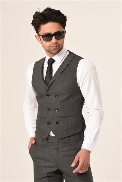 Gri Yelekli Yeni Nesil Takım Elbise Slim Fit | Agustini