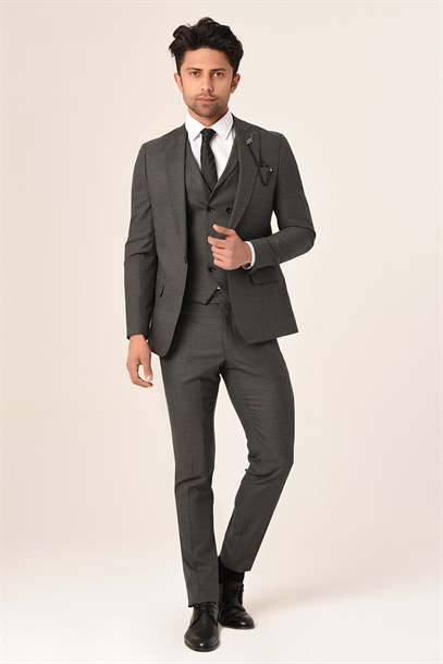 Gri Yelekli Yeni Nesil Takım Elbise Slim Fit | Agustini