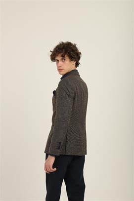 Haki Renk Sivri Yaka Blazer Tek Ceket Slim Fit | Agustini