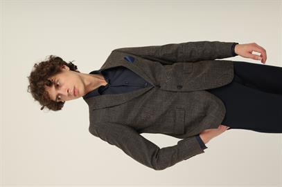 Haki Renk Sivri Yaka Blazer Tek Ceket Slim Fit | Agustini