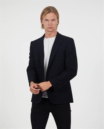 Lacivert Blazer Tek Ceket Mono Yaka Slim Fit | Agustini