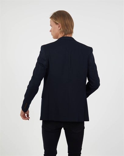 Lacivert Blazer Tek Ceket Mono Yaka Slim Fit | Agustini