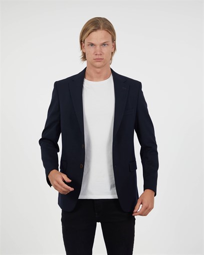 Lacivert Blazer Tek Ceket Mono Yaka Slim Fit | Agustini