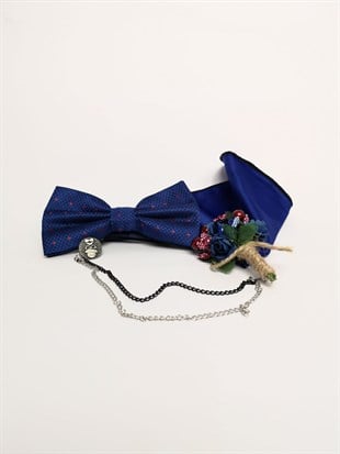 Lacivert Puantiyeli Papyon Set | Agustini