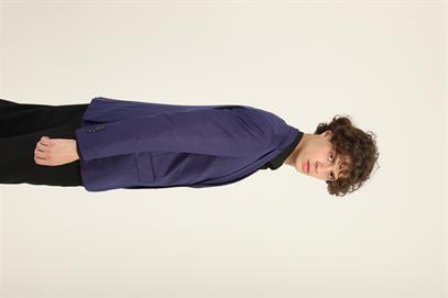 Lacivert Renk Bordo Noktalı Desen,Mono Yaka İki Düğme Çift Yırtmaç Tek Ceket Orta Fit Kalıp | Agustini