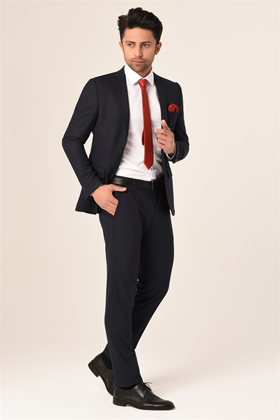 Koyu Lacivert Renk  Erkek Yeni Nesil Takım Elbise Slim Fit | Agustini
