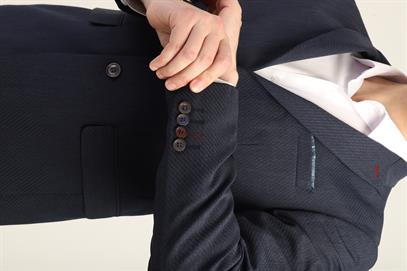 Lacivert Renk Kendinden Mendilli Sivri Yaka İki Düğme Çift Yırtmaç Blazer Tek Ceket Slim Fit | Agustini