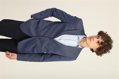 Lacivert Renk,İki Düğme Çift Yırtmaç Mono Yaka Slim Fit Kalıp | Agustini