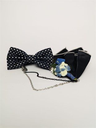 Lacivert Saten Papyon Set | Agustini