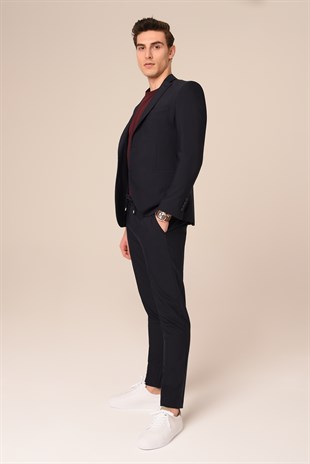 Lacivert Takım Elbise,Jogger Pantolonlu Spor Slim Fit | Agustini