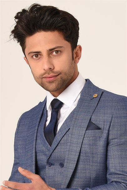 Mavi Yelekli Yeni Nesil Takım Elbise Slim Fit | Agustini